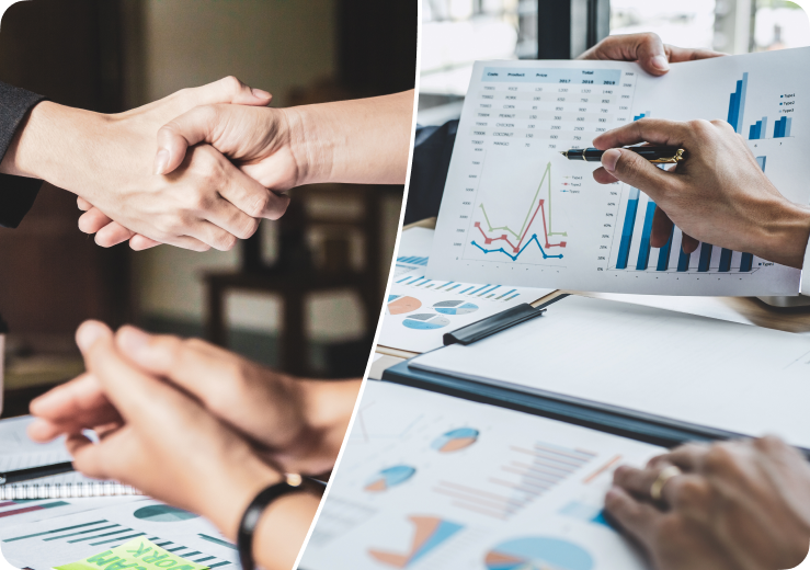 Investment professionals in a strategy meeting