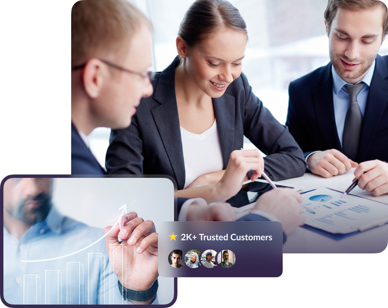 Business leaders reviewing growth strategy